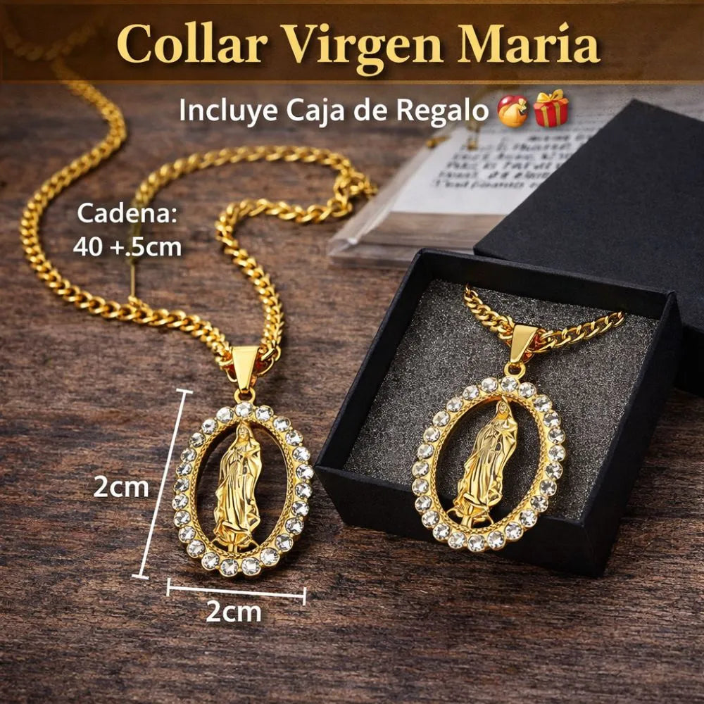Collar Virgen Maria Proteccion y Guía Celestial +CAJAREGALO 🙏 ✝️ 🕊️