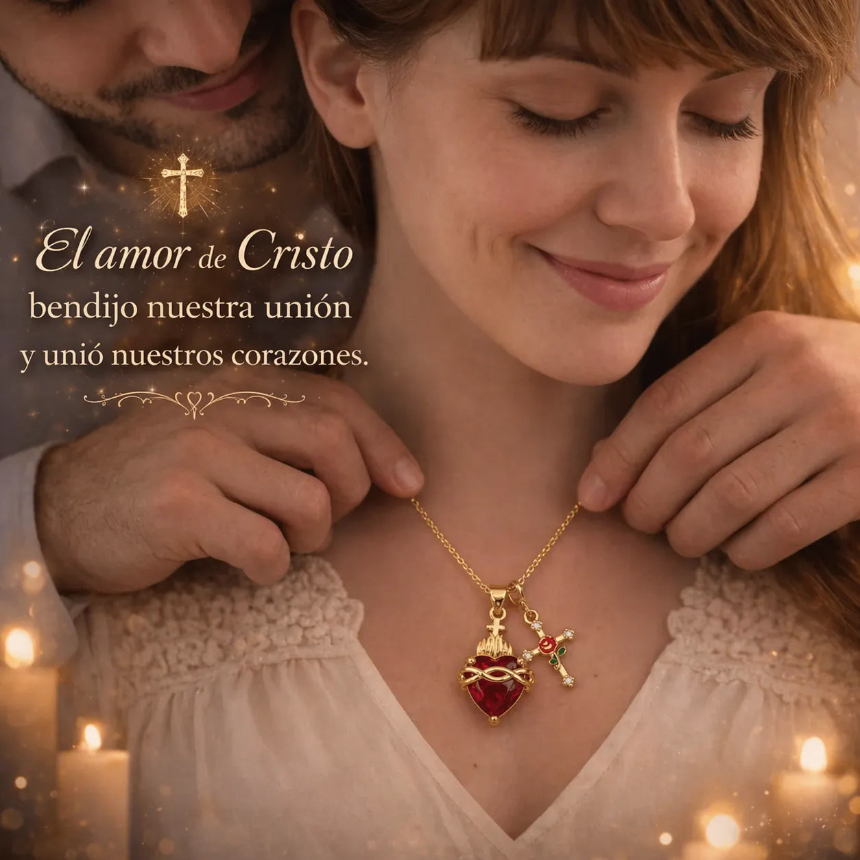 COLLAR SAGRADO CORAZON DE JESUS CON CRUZ