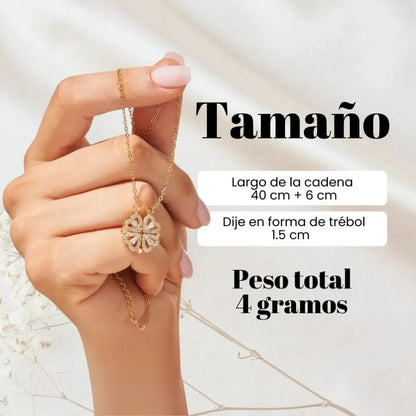 COLLAR DE LOS DESEOS TREBOL DE 4 CORAZONES 2 EN 1