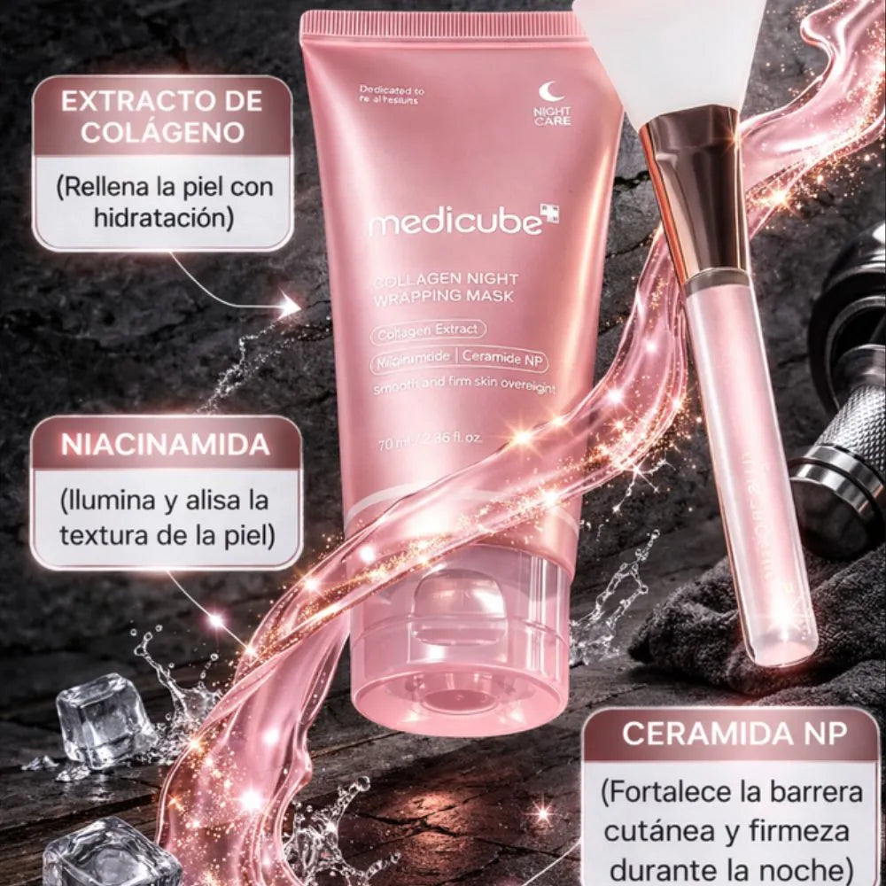 MASCARILLA DE COLAGENO NOCTURNA MEDICUBE- UN HOMBRES FUERTE TAMBIEN SE CUIDA🧴 🌙 ✨