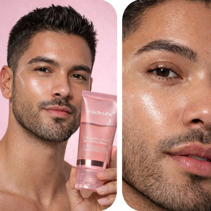 MASCARILLA DE COLAGENO NOCTURNA MEDICUBE- UN HOMBRES FUERTE TAMBIEN SE CUIDA🧴 🌙 ✨