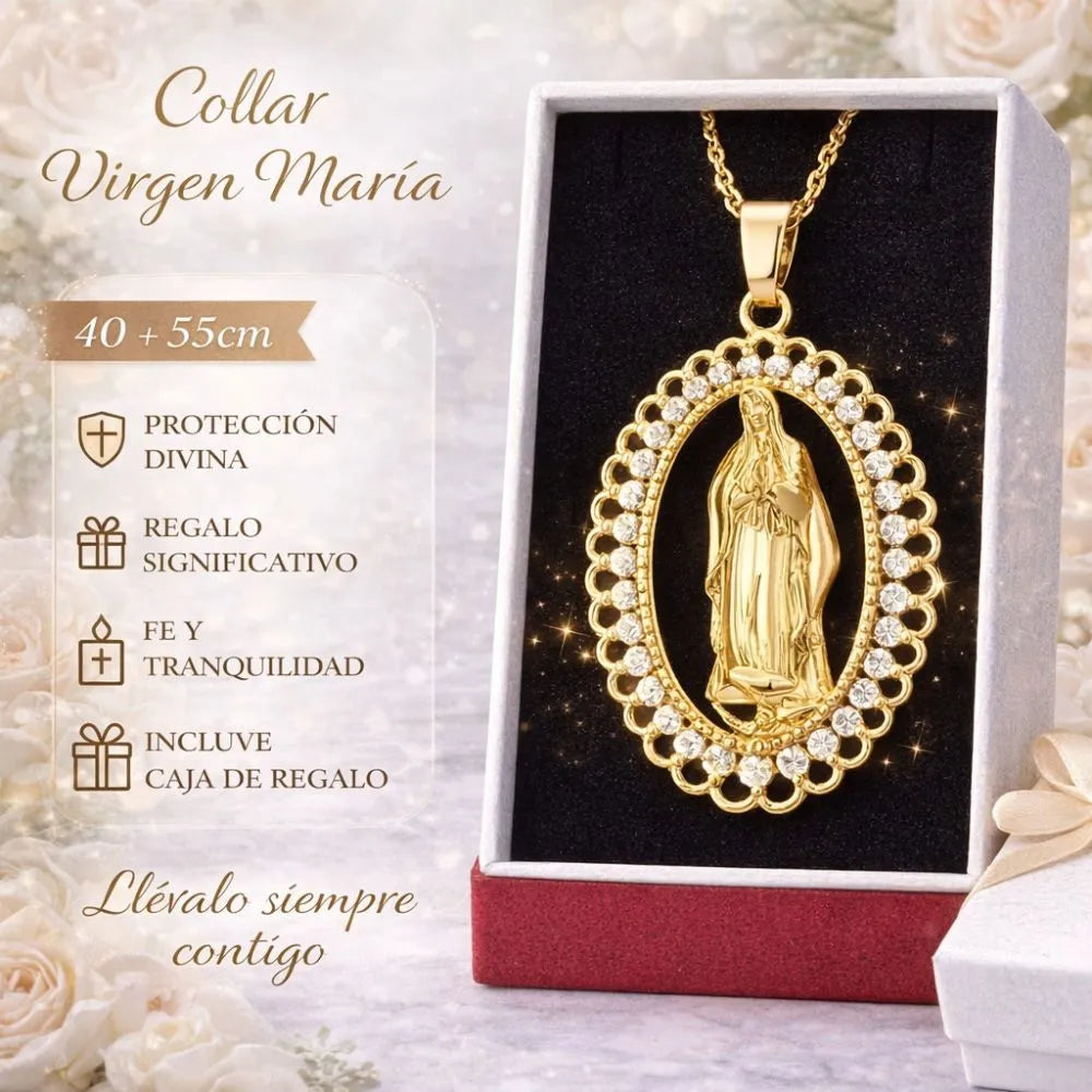 Collar Virgen Maria Proteccion y Guía Celestial +CAJAREGALO 🙏 ✝️ 🕊️