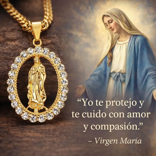 Collar Virgen Maria Proteccion y Guía Celestial +CAJAREGALO 🙏 ✝️ 🕊️