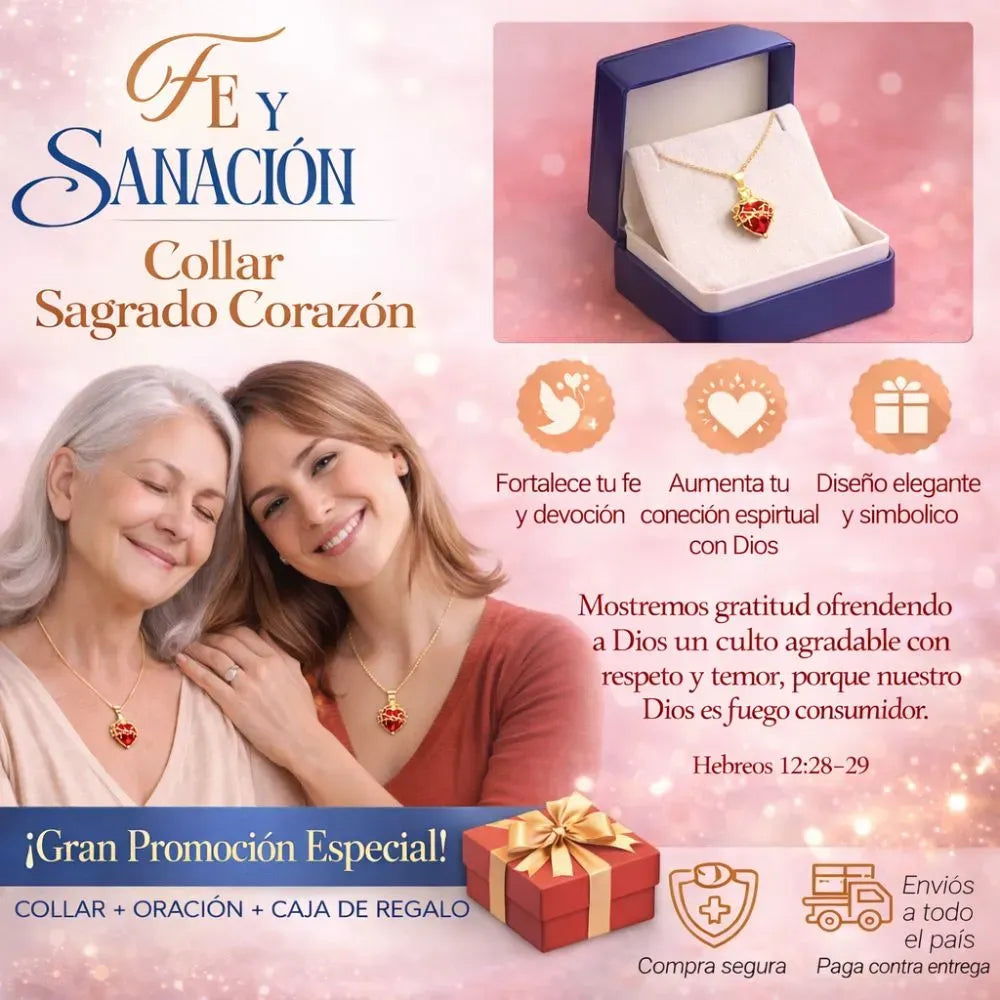 COLLAR SAGRADO CORAZON DE JESUS + CAJA DE REGALO