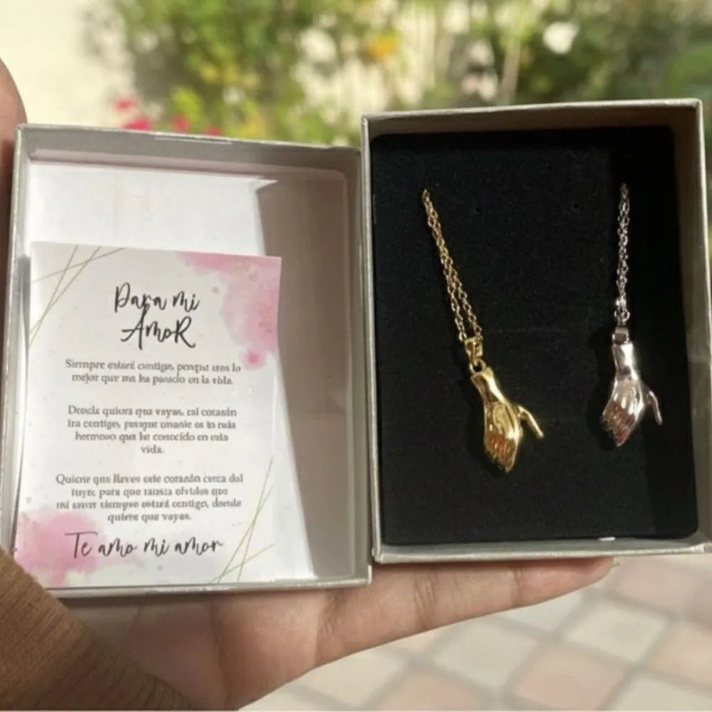 COLLAR MANOS MAGNETICAS-SIEMPRE CONTIGO INCLUYE MENSAJE Y CAJA DE REGALO!