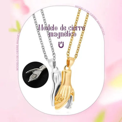 COLLAR MANOS MAGNETICAS-SIEMPRE CONTIGO INCLUYE MENSAJE Y CAJA DE REGALO!