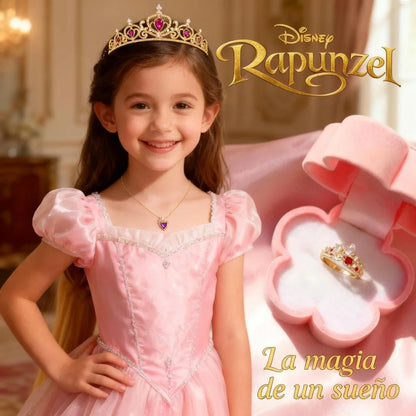 COMBO RAPUNZEL - COLLAR Y ANILLO CORONA   👑🐸💜