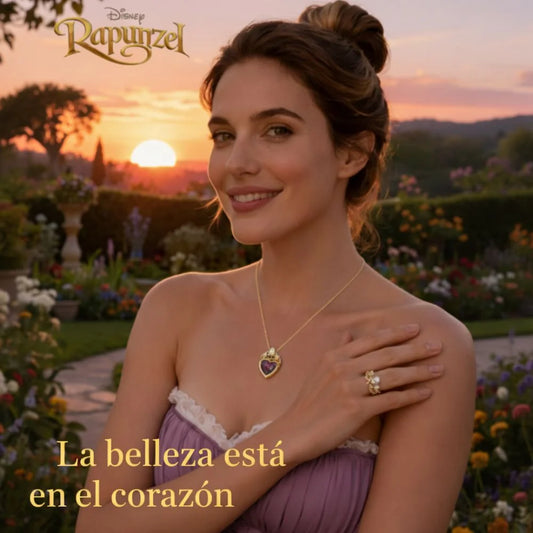 COMBO RAPUNZEL - COLLAR Y ANILLO CORONA   👑🐸💜