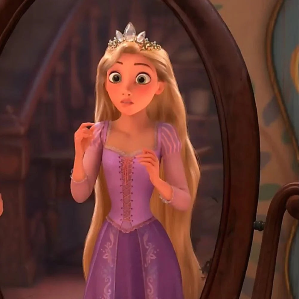 COMBO RAPUNZEL - COLLAR Y ANILLO CORONA   👑🐸💜
