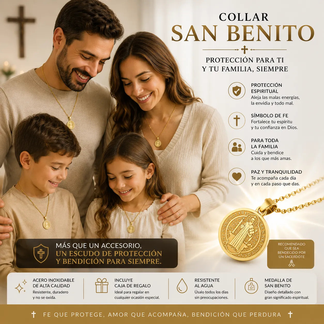 Collar San Benito Guardián Espiritual +CAJAREGALO