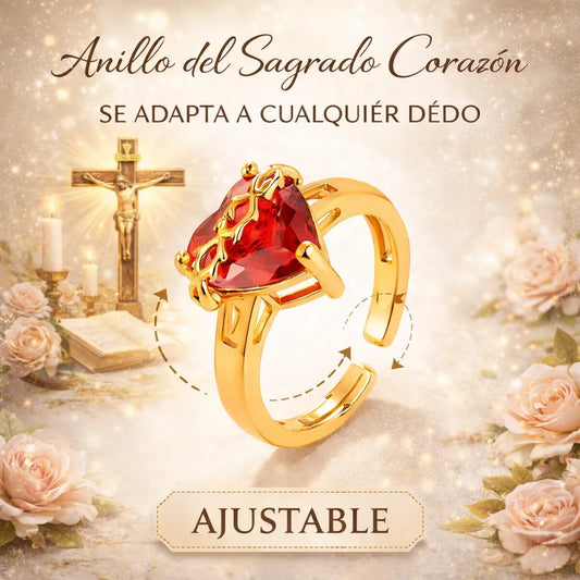 ANILLO DEL SAGRADO CORAZÓN DE JESÚS - AJUSTABLE 💍 ✝️ ❤️‍🔥