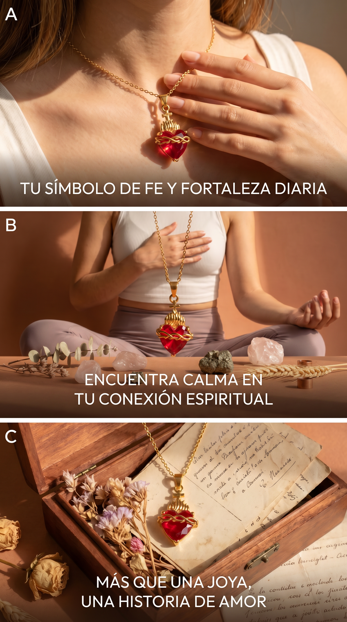 COLLAR SAGRADO CORAZON DE JESUS CON CRUZ
