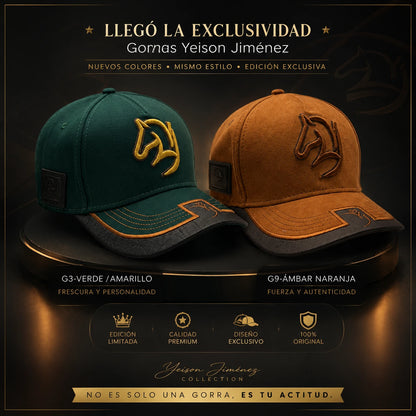 Gorras Yeison Jiménez G3 Verde Amarillo y G9 Ámbar Naranja
